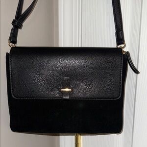 Madison West Black Crossbody Bag with Textured Leather